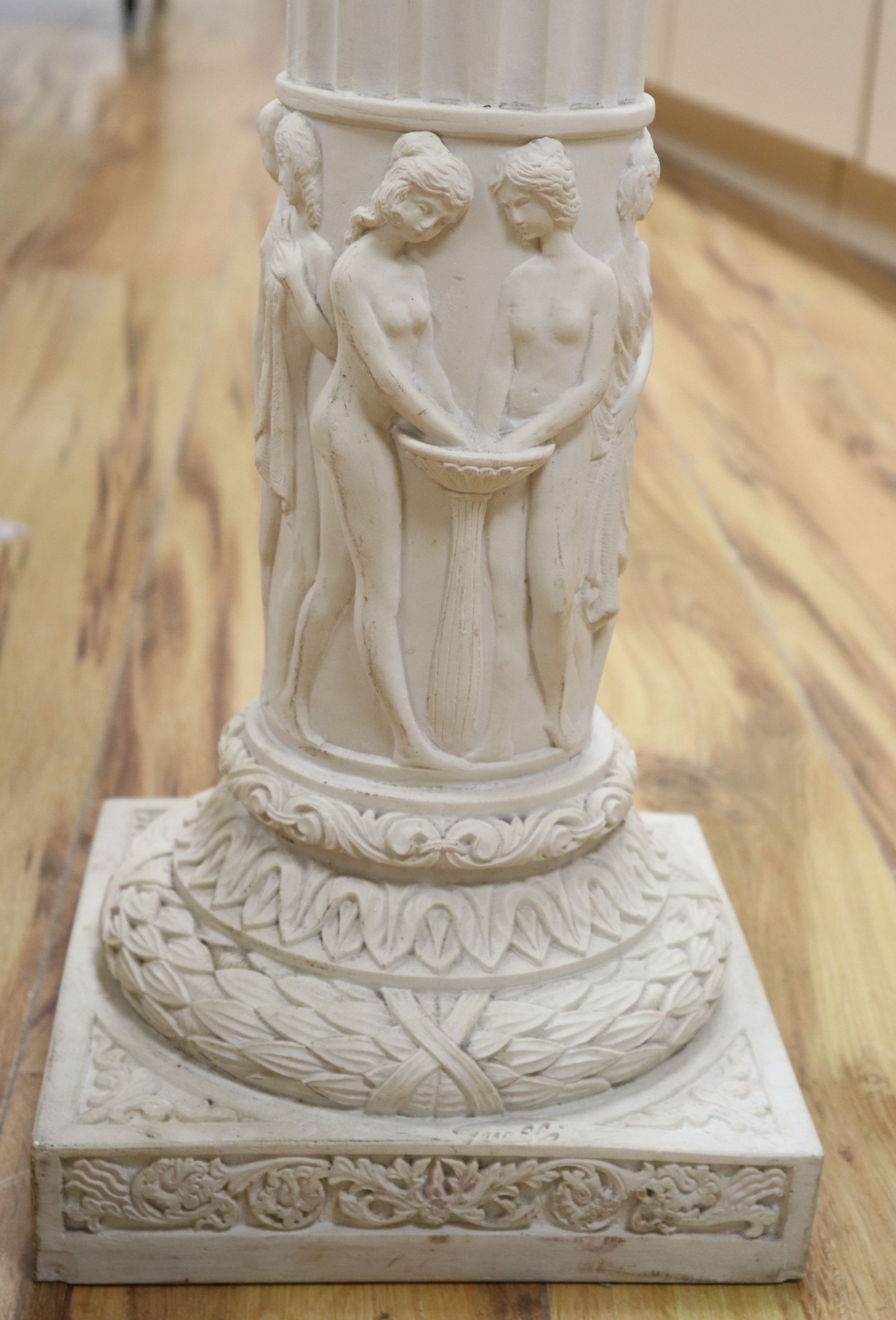 A composition Corinthian column pedestal, signed Guelli, height 72cm
